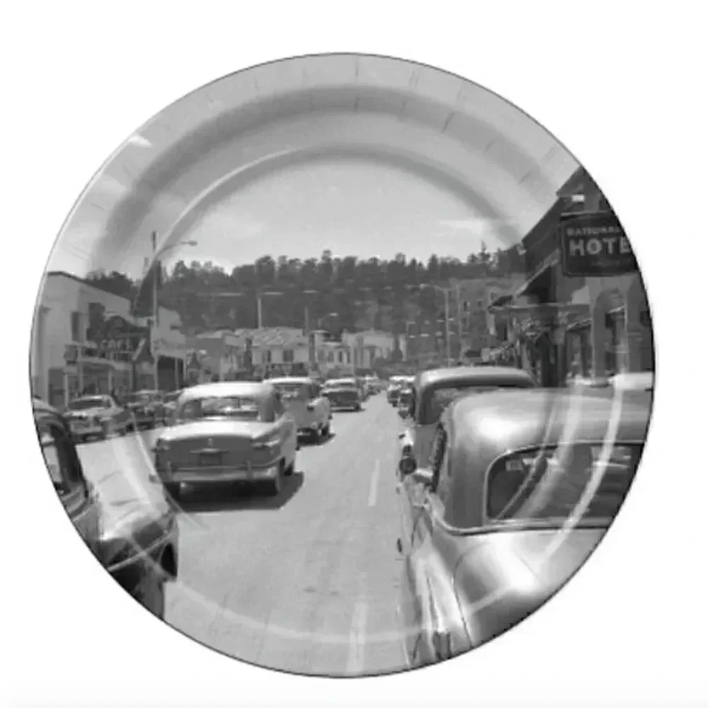 1950's Downton Estes Park Colorado Old Cars 8 Pack Vintage Round Paper Plates